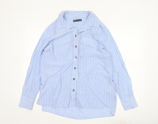Marks and Spencer Women Blue Striped Button-Up Shirt Size 12