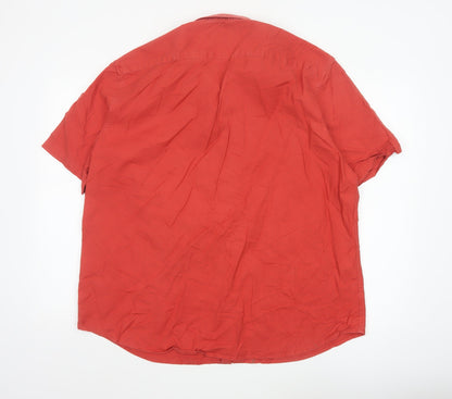 Marks and Spencer Men's Red 2XL Short Sleeve Oxford Button-Up Shirt