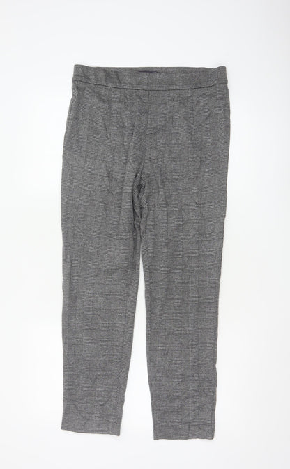 Marks and Spencer Women's Grey Check Slim Fit Stretch Trousers Size 12