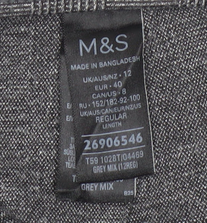 Marks and Spencer Women's Grey Check Slim Fit Stretch Trousers Size 12