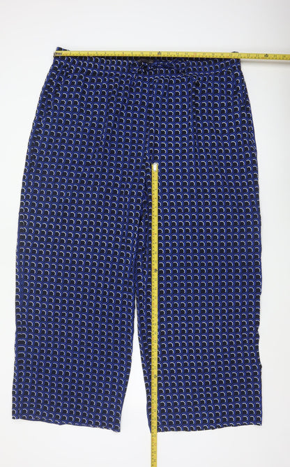 Marks and Spencer Women’s Blue Geometric Wide-Leg Trousers Size 24