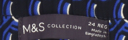 Marks and Spencer Women’s Blue Geometric Wide-Leg Trousers Size 24