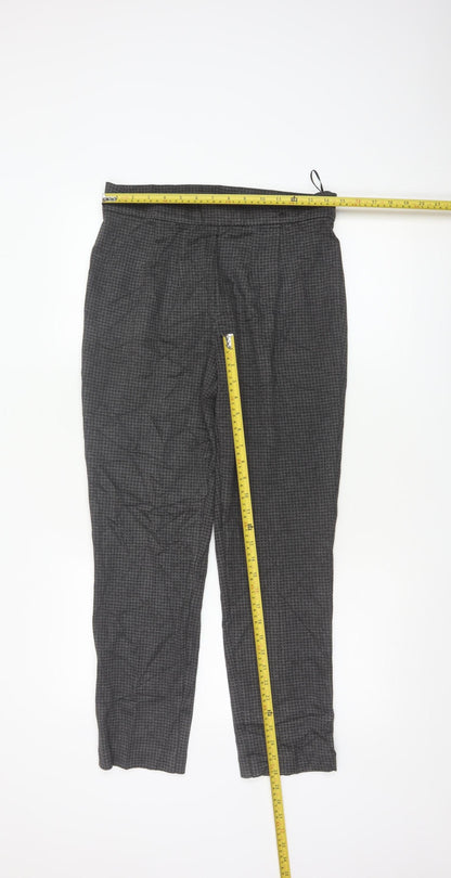 Marks and Spencer Women Grey Houndstooth Regular Trousers Size 12