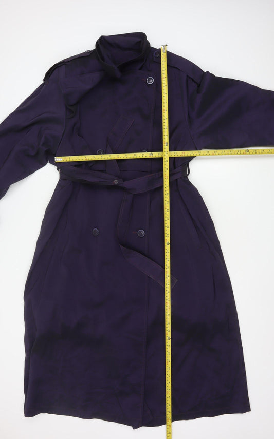 London Fog Women Purple Long Trench Coat Size 6 Belted Classic Style