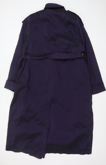 London Fog Women Purple Long Trench Coat Size 6 Belted Classic Style