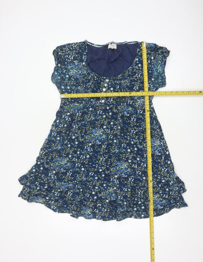 Mistral Women's Blue Floral A-Line Knee Length Dress Size 14