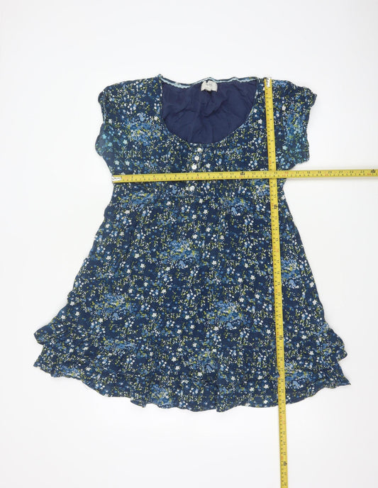 Mistral Women's Blue Floral A-Line Knee Length Dress Size 14