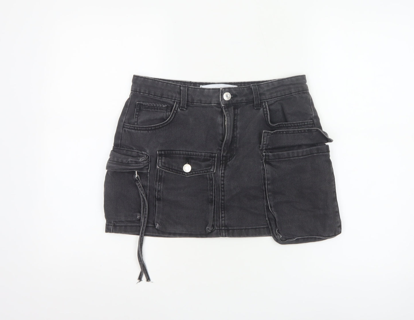 Bershka Women’s Black Cotton Cargo Mini Skirt Size 10