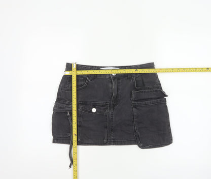 Bershka Women’s Black Cotton Cargo Mini Skirt Size 10