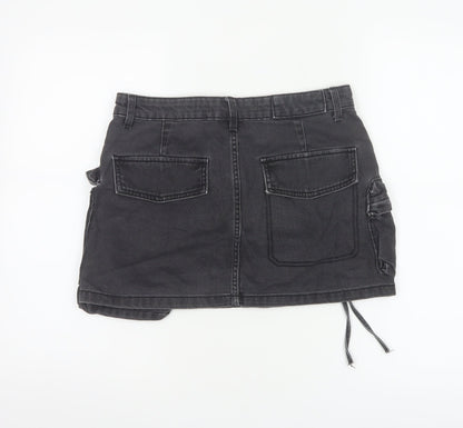 Bershka Women’s Black Cotton Cargo Mini Skirt Size 10