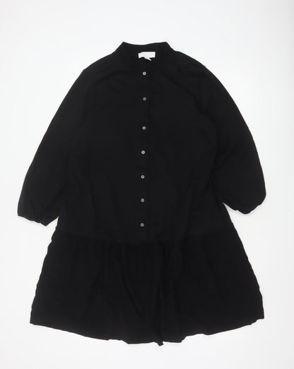 The White Company Women's Black Size 16 Long Sleeve Shirt Dress