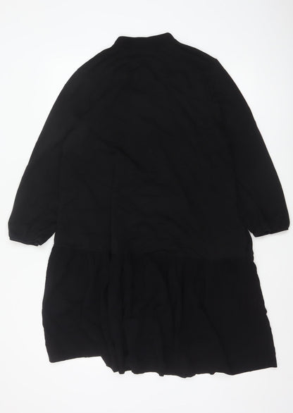 The White Company Women's Black Size 16 Long Sleeve Shirt Dress