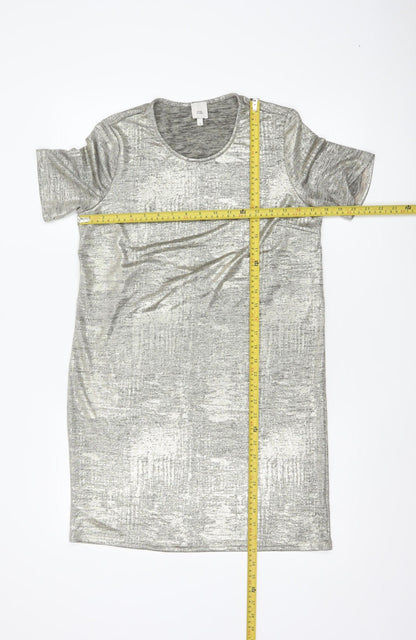 River Island Women's Silver Metallic T-Shirt Dress Size 8
