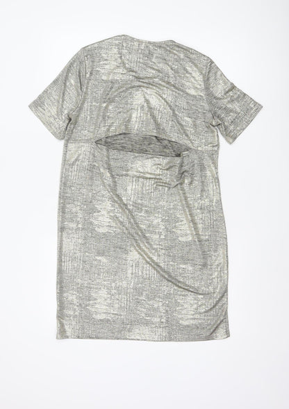 River Island Women's Silver Metallic T-Shirt Dress Size 8
