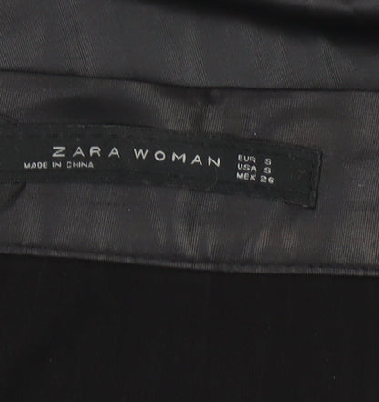 Zara Woman Black Pleated Satin Midi Skirt Size S