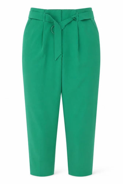 Warehouse Women’s Green Paperbag Belted Tapered Trousers UK 10