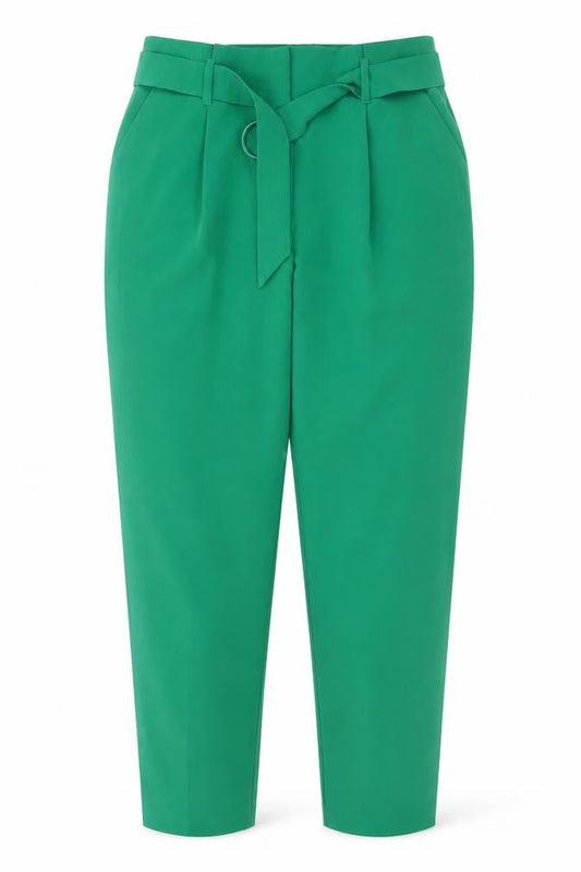 Warehouse Women’s Green Paperbag Belted Tapered Trousers UK 10