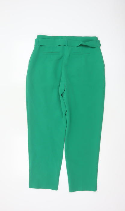 Warehouse Women’s Green Paperbag Belted Tapered Trousers UK 10