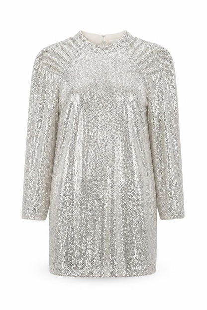 H&M Women Silver Sequin Short Shift Party Dress Size M