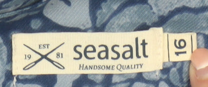 Seasalt Women Blue Floral A-Line Cotton Viscose Skirt Size 16