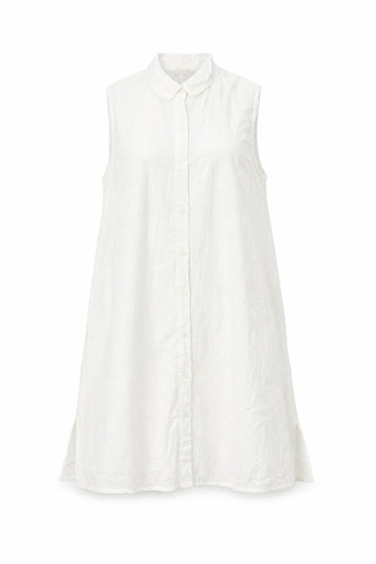 Lipsy Women White Cotton Sleeveless Shirt Dress UK 14