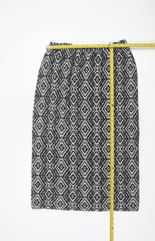 Long Tall Sally Women's Black Geometric Pencil Skirt XL Viscose Stretch