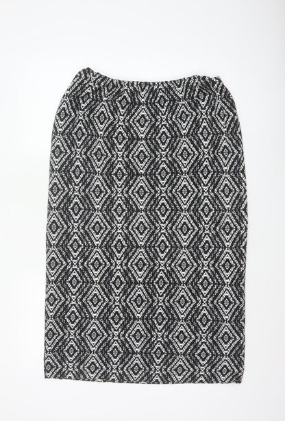 Long Tall Sally Women's Black Geometric Pencil Skirt XL Viscose Stretch