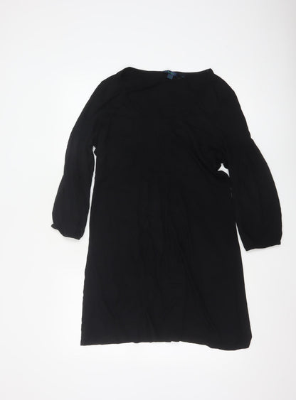 Boden Women Black 3/4 Sleeve Shift Knee Length Dress Size 14