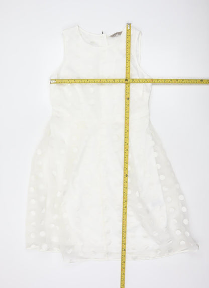 Marks and Spencer Women’s White Polka Dot Fit & Flare Dress Size 12