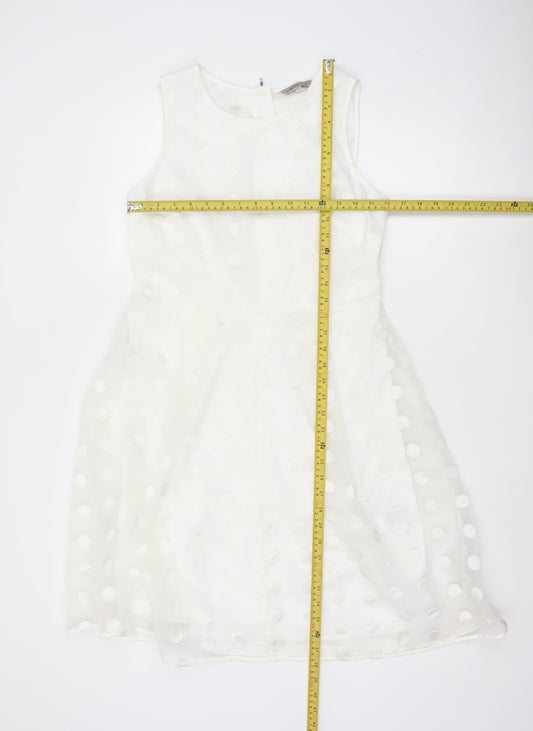 Marks and Spencer Women’s White Polka Dot Fit & Flare Dress Size 12