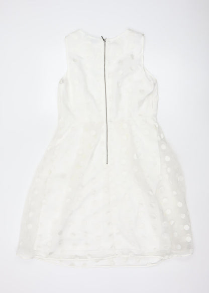 Marks and Spencer Women’s White Polka Dot Fit & Flare Dress Size 12