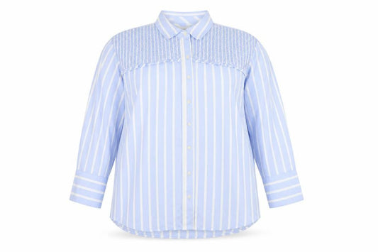 Marks & Spencer Women Blue Striped Button-Up Long Sleeve Shirt Size 18