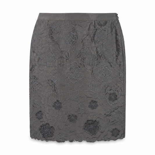 Monsoon Women Grey Floral Embroidered Pencil Skirt Size 10