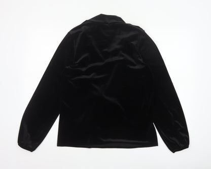 Boden Women Black Velvet Wrap Blouse UK 12 Long Sleeve