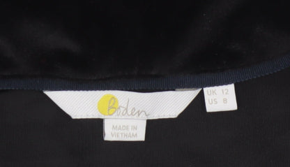 Boden Women Black Velvet Wrap Blouse UK 12 Long Sleeve