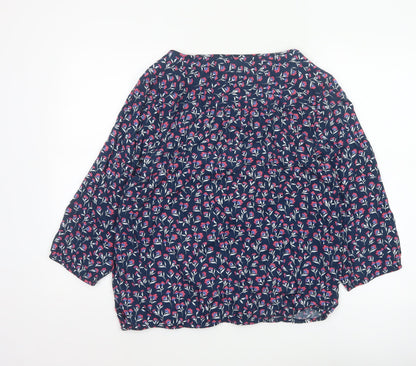 Maine New England Women's Blue Floral Viscose Blouse Size 18
