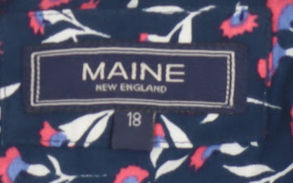 Maine New England Women's Blue Floral Viscose Blouse Size 18