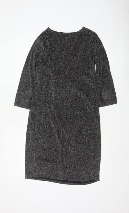 Next Maternity Black Sparkle Bodycon Knee Length Dress Size 10