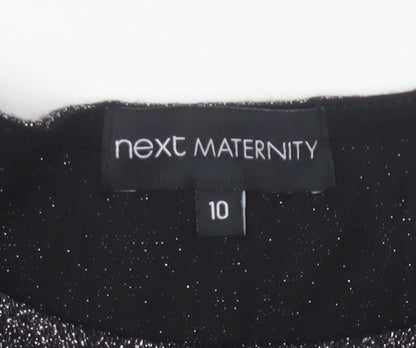 Next Maternity Black Sparkle Bodycon Knee Length Dress Size 10