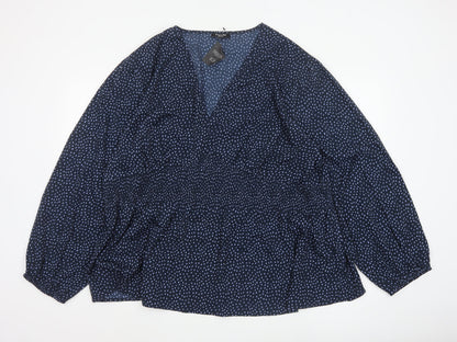 Simply Be Women's Blue Polka Dot Tunic Blouse Size 32