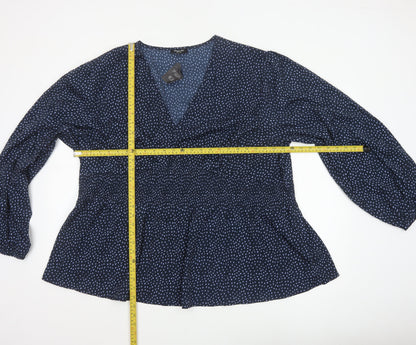 Simply Be Women's Blue Polka Dot Tunic Blouse Size 32
