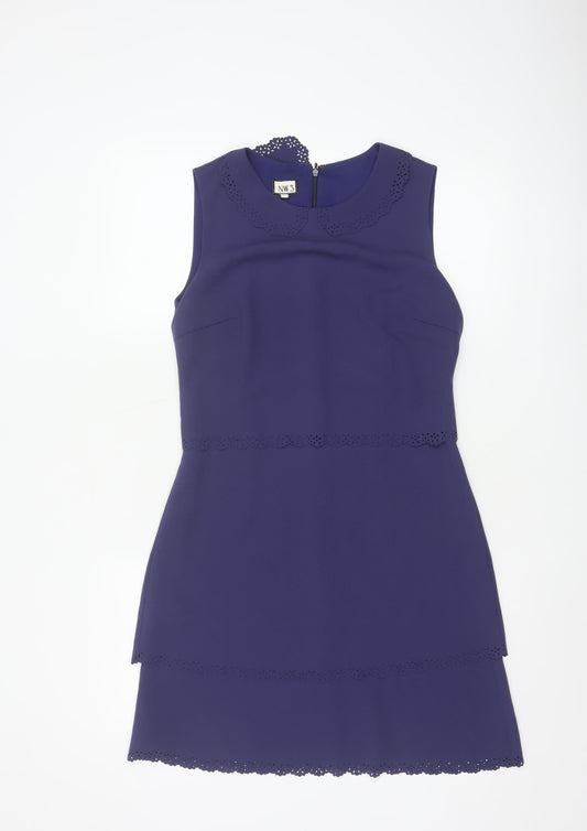 NW3 Women's Blue Sleeveless Short Shift Dress Size 8