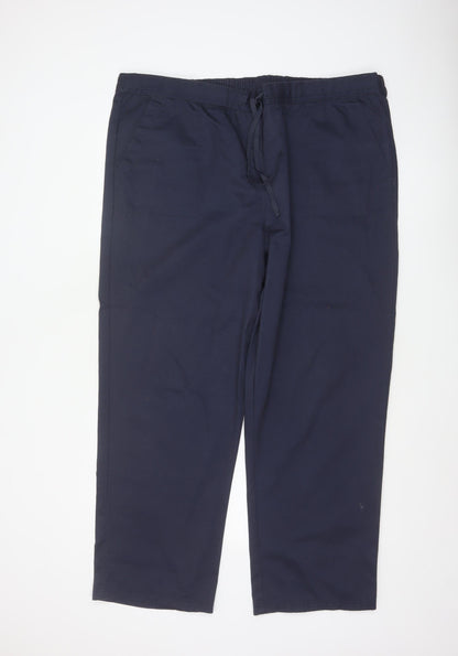 Cotton Traders Women's Blue Chino Trousers Size 22 Drawstring Waist