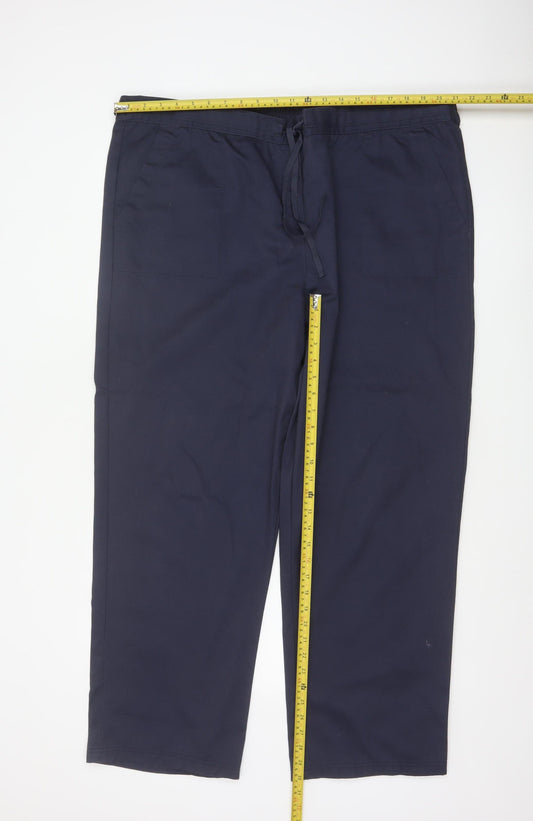 Cotton Traders Women's Blue Chino Trousers Size 22 Drawstring Waist