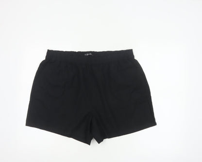 Dunnes Women Black L Lightweight Linen Blend Pull On Casual Shorts