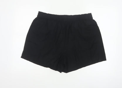 Dunnes Women Black L Lightweight Linen Blend Pull On Casual Shorts