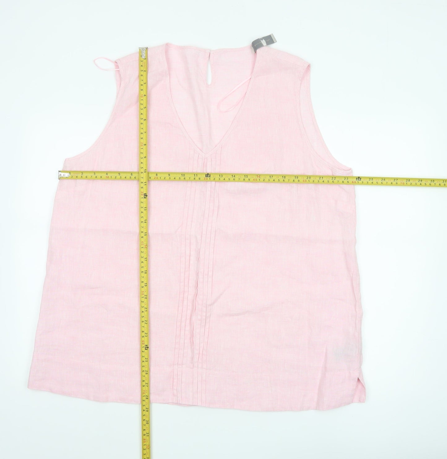Paul Costelloe Living Studio Women's Pink Linen Sleeveless Tunic Blouse XL