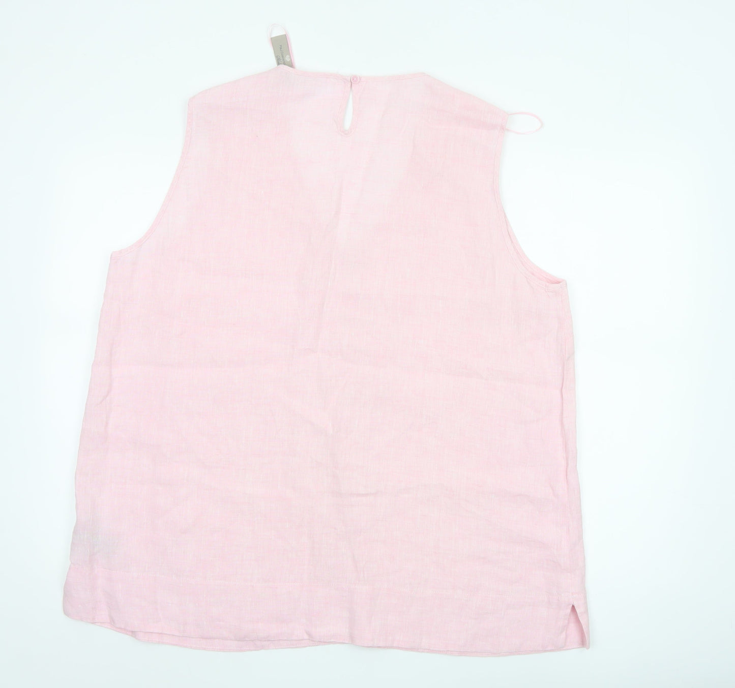 Paul Costelloe Living Studio Women's Pink Linen Sleeveless Tunic Blouse XL