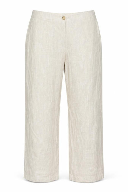 Marks & Spencer Womens Beige Linen Blend Trousers Size 18 Tall