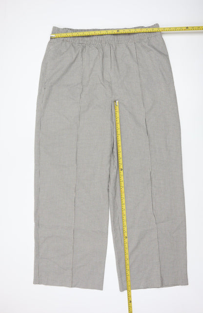 Marks and Spencer Women's Grey Check Trousers Size 20L Elastic Waist